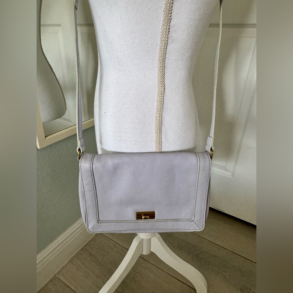 J.Crew Lilac Purple Pebbled Leather Crossbody Bag Turnlock